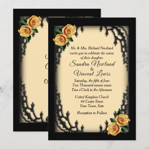 Invitación Boda Amarilla Rosa Amarilla Cuartel Francés Gótico