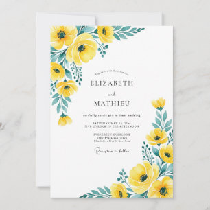 Invitación Boda Amarilla Turquesa Alegre de Primavera