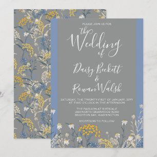 Invitación Boda amarillo anaranjado y azul marino