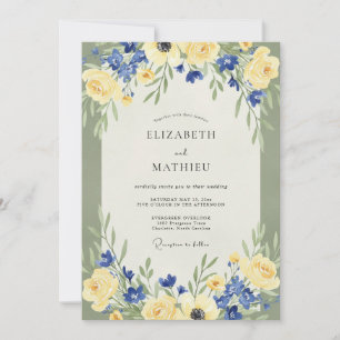 Invitación Boda Amarillo Azure Ranunculus Eucalipto