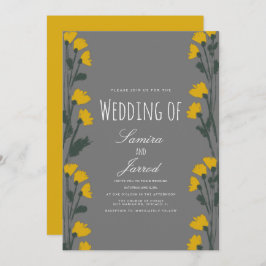 Invitación Boda Amarillo Botánico Floral Silvestre Dibujado A