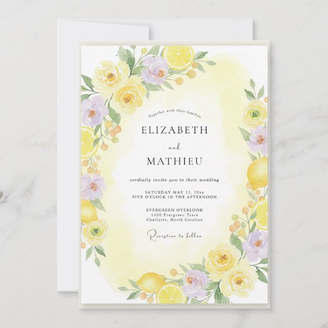 Invitación Boda Amarillo Cítrico Amalfi (Anverso)