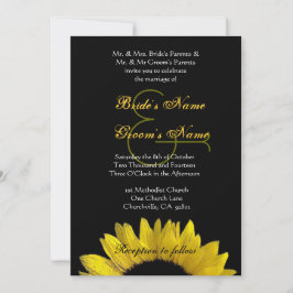 Invitación Boda amarillo de girasol negro Premium metálico