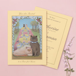 Invitación Boda amarillo de la pareja del gato