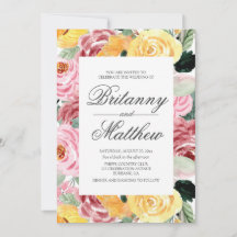 Boda amarillo floral acuarela