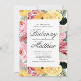 Invitación Boda amarillo floral acuarela