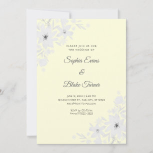 Invitación Boda Amarillo Floral de Flores Blancas románticas