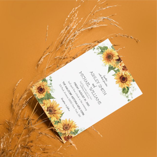 Invitación Boda amarillo girasol ruso moderno (Subido por el creador)