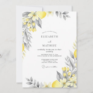 Invitación Boda Amarillo Gris Zesty Cítrico