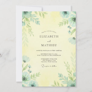 Invitación Boda Amarillo Mantequilla Hoja