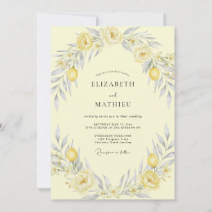 Invitación Boda Amarillo Mantequilla Limón Eucalipto