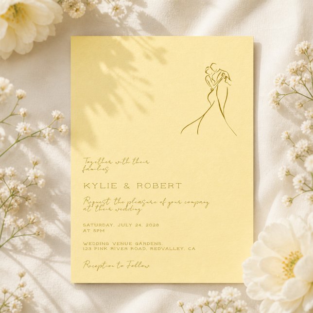 Invitación Boda Amarillo Mantequilla Romántica Moderna (Subido por el creador)
