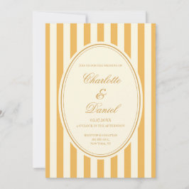 Invitación Boda Amarillo Mostaza Personalizado a Rayas