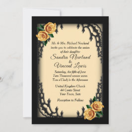 Invitación Boda amarillo rosa amarillo Gótico del barrio fran