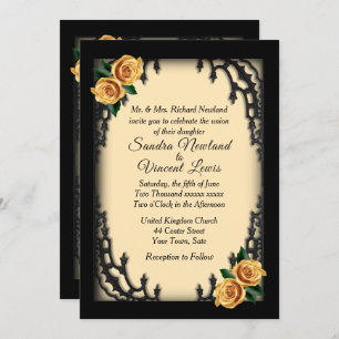 Invitación Boda amarillo rosa amarillo Gótico del barrio fran