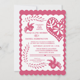 Invitación Boda amarillo rosa de la Fiesta Mexicana de Papel 