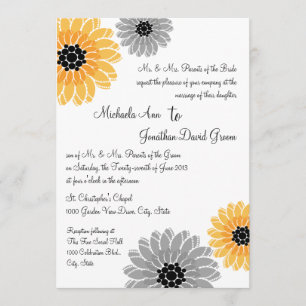 Invitación Boda amarillo y gris del jardín artístico