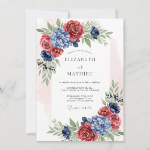 Invitación Boda Americana Espiritual de Azul Marino