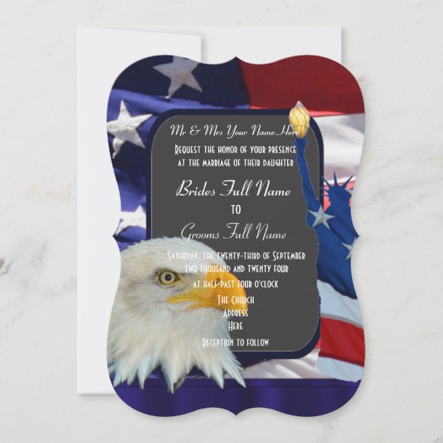 Invitación Boda americano patriótico (Anverso)