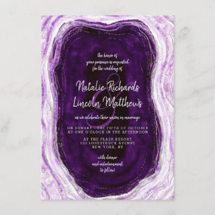 Invitación Boda Amethyst Purple & Silver Geode Agate Slice