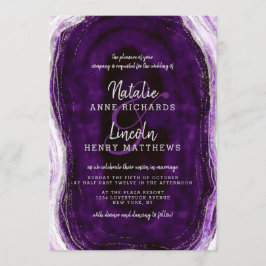 Invitación Boda Amethyst Purple & Silver Geode Agate Slice