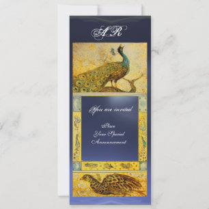 Invitación BODA AMOR PAVOS REALES MONOGRAMA marrón azul amari