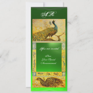 Invitación BODA AMOR PAVOS REALES MONOGRAMA ,marrón verde ama