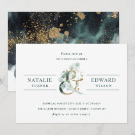 Invitación Boda Ampersand Gold Greenery Ducha de Parejas