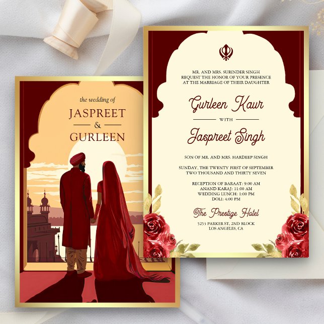 Invitación Boda Anand Karaj Sikh de la etnia roja india (Subido por el creador)