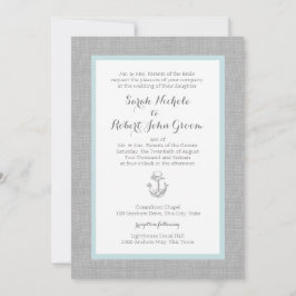 Invitación Boda Anchor Gray Burlap Beach