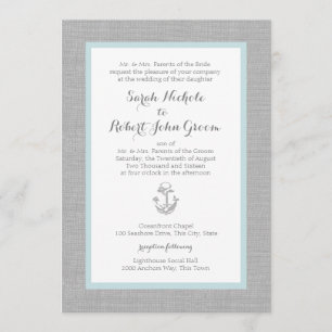 Invitación Boda Anchor Gray Burlap Beach