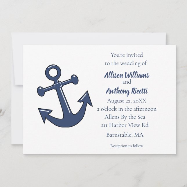 Invitación Boda Ancla Náutica  (Anverso)