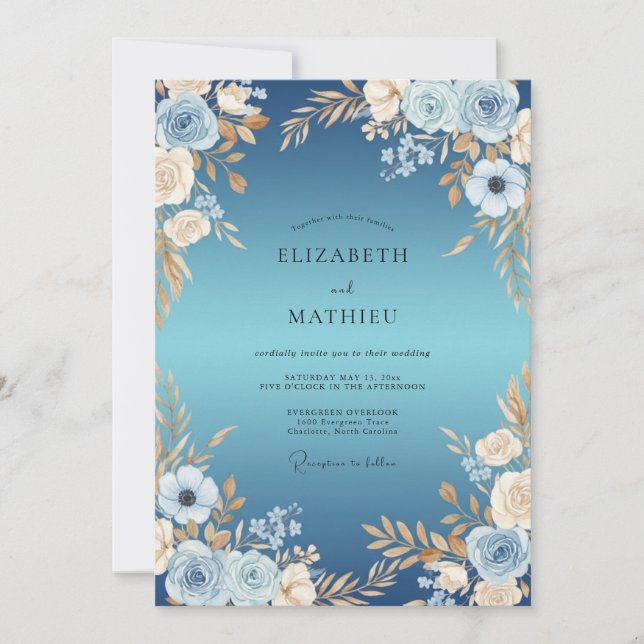 Invitación Boda Anémona Champán Centaurea (Anverso)