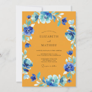 Invitación Boda Anémona Cobalto Ocre