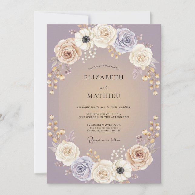 Invitación Boda Anemone de Ametista Champagne (Anverso)
