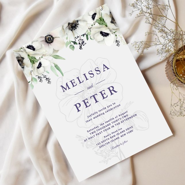 Invitación Boda Anemone Elegante Verde Blanco (Subido por el creador)