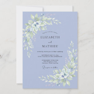 Invitación Boda Angelical de Primavera Azul Periwinkle