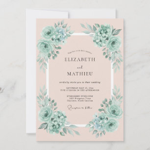 Invitación Boda Angelical de Primavera en Verde Menta