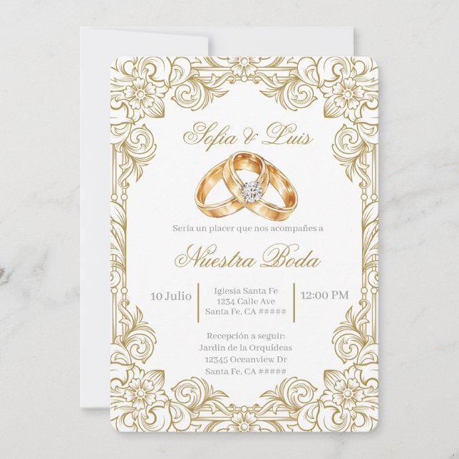 Invitación Boda anillo Boda español (Anverso)