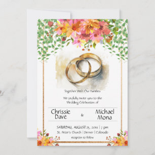 Invitación Boda Anillos Elegante Boda Blanco