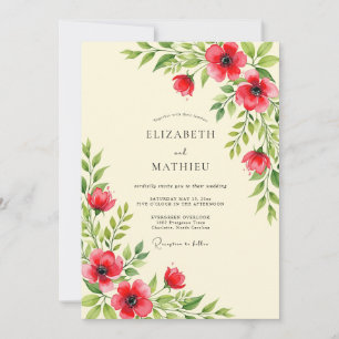Invitación Boda animada de primavera en rojo