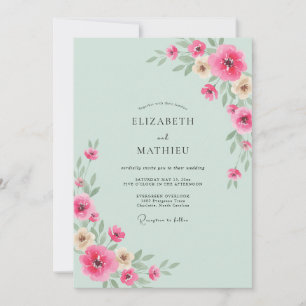 Invitación Boda animada de primavera en verde menta