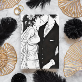 Invitación Boda Anime blanco y negro
