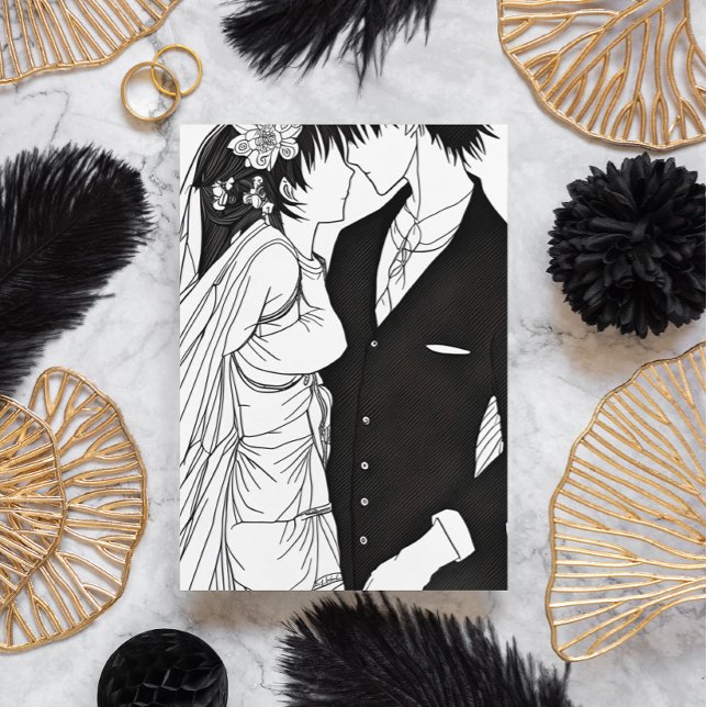 Invitación Boda Anime blanco y negro (Subido por el creador)