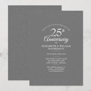 Invitación Boda Aniversario 25 Bodas de Plata Confeti de Estr