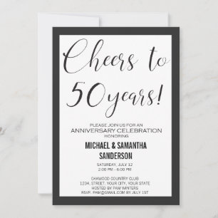 Invitación Boda Aniversario 50 Años Negro y Blanco Moderno