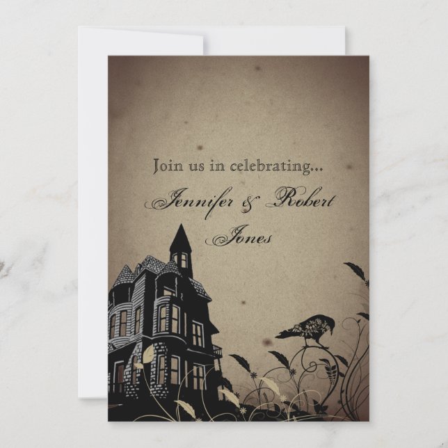 Invitación Boda Aniversario Casa Gótica Vintage (Anverso)