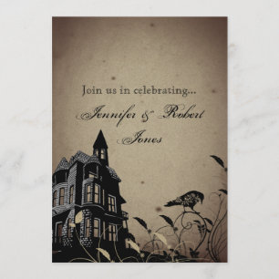 Invitación Boda Aniversario Casa Gótica Vintage