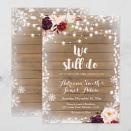 Invitación Boda Aniversario Copos de Nieve Marsala Invierno