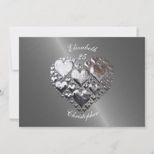 Invitación Boda Aniversario Cumpleaños Acero Corazones Platea